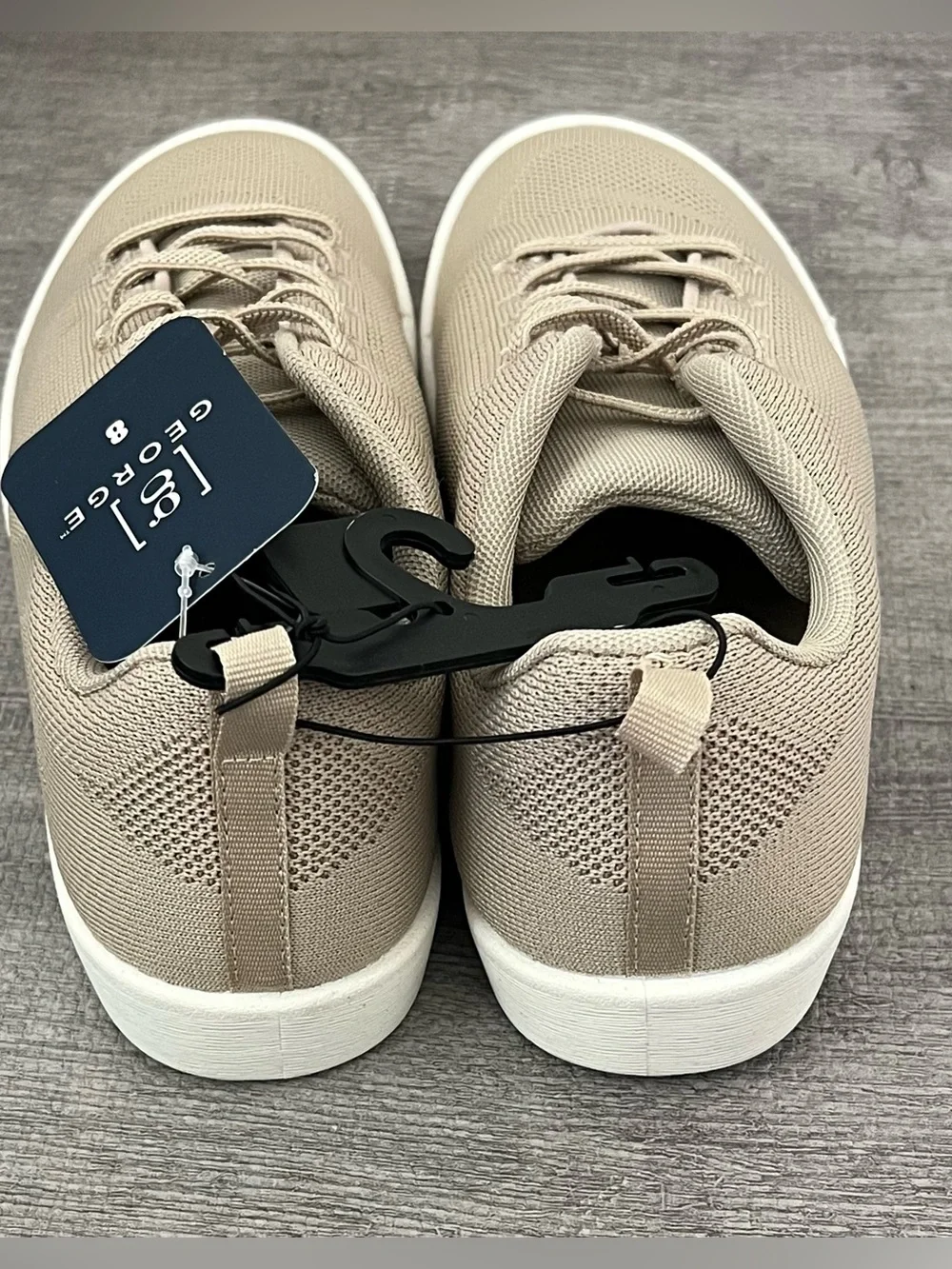 George Men's Beige Knit Lace-Up Low Top Athletic Sneakers Casual Solid